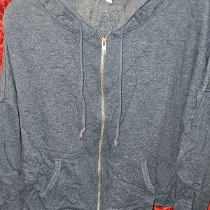 Victoria's Secret Blue Hoodie Crop Zip Up Sweatshirt Size Large